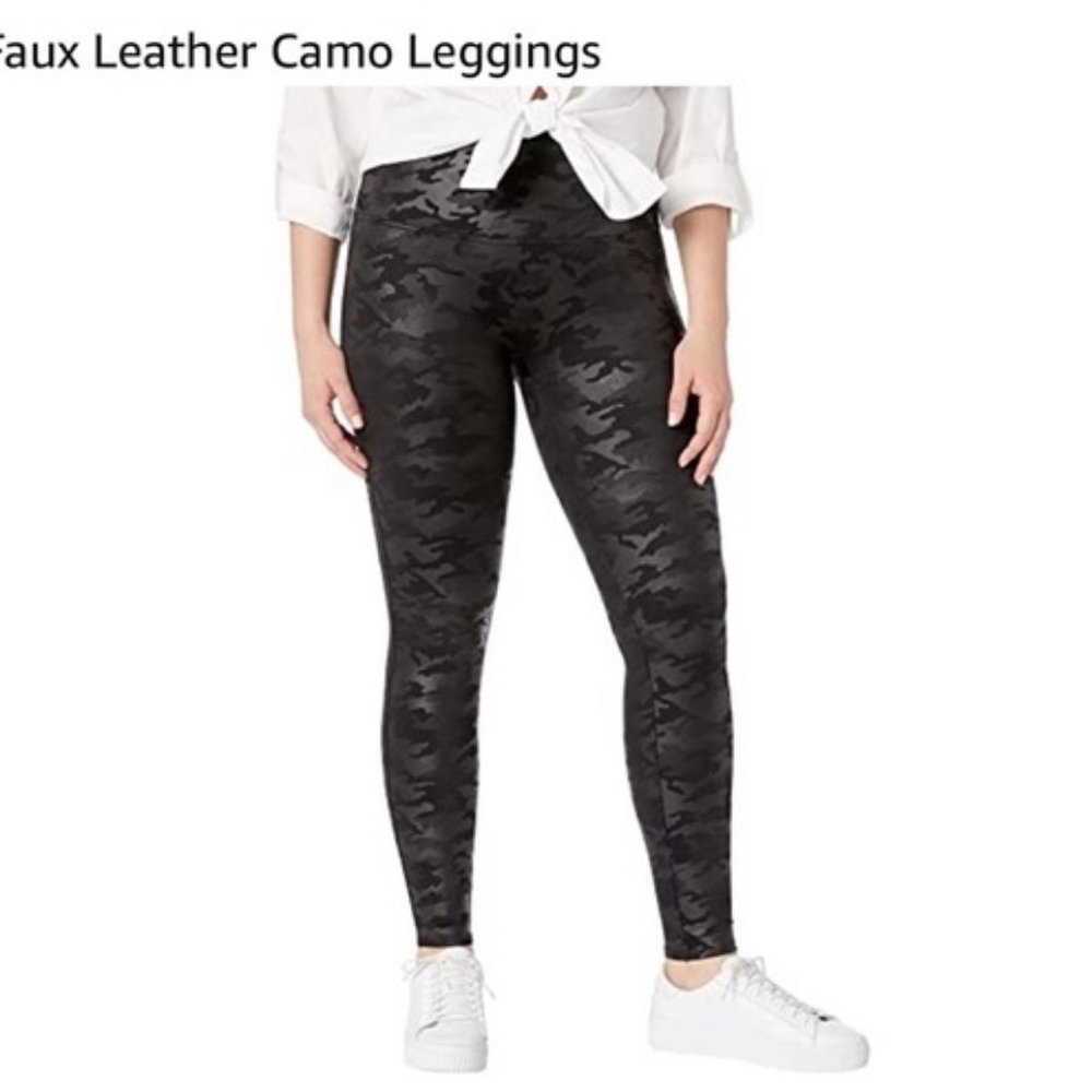 Spanx Faux Leather Camo Leggings 3X